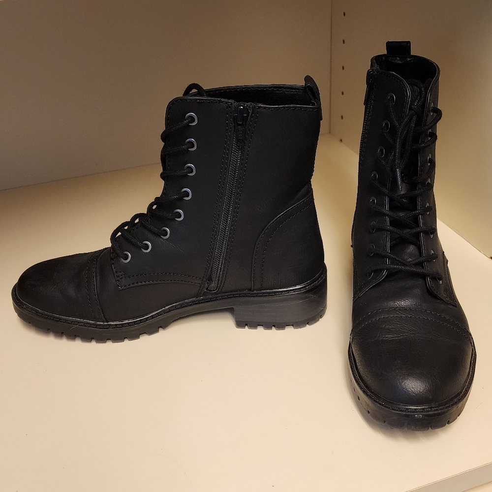 Black combat boots